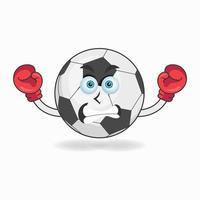 Personaje de mascota de balón de fútbol con equipo de boxeo. ilustración vectorial vector