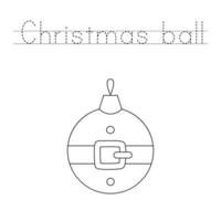 Trace and color Christmas ball. Worksheet for kids. vector