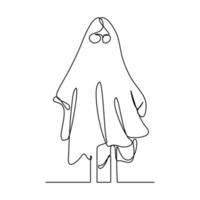 Halloween Ghost Continuous Lines vector