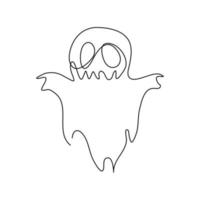 Halloween Ghost Continuous Lines vector