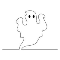 Halloween Ghost Continuous Lines vector