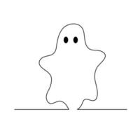 Halloween Ghost Continuous Lines vector