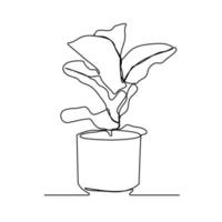 Continuous line drawing of tree on white background. Vector illustration