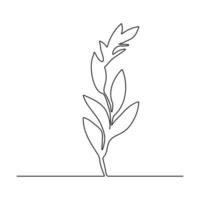 Continuous line drawing of tree on white background. Vector illustration