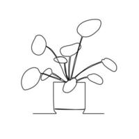 Continuous line drawing of tree on white background. Vector illustration