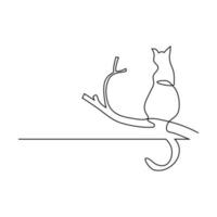 Continuous Line Halloween Cat vector