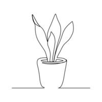 Continuous line drawing of tree on white background. Vector illustration