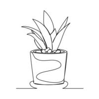 Continuous line drawing of tree on white background. Vector illustration