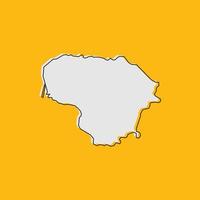 Vector Illustration of the Map of Lithuania on yellow Background