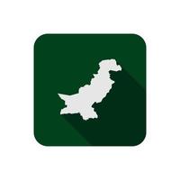 Map of Pakistan on green square with long shadow vector