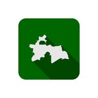 Map of Tajikistan on green square with long shadow vector