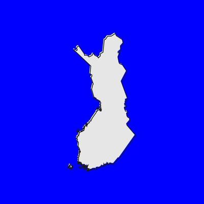 Map of Finland. Silhouette isolated on Blue background.