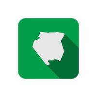 Surinam map on green square with long shadow vector
