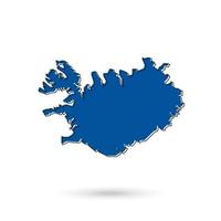 Iceland Blue Vector Map Isolated on White Background.