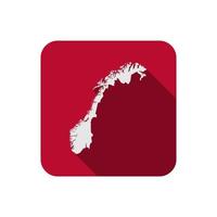 Map of Norway. Silhouette isolated on Red square with long shadow vector