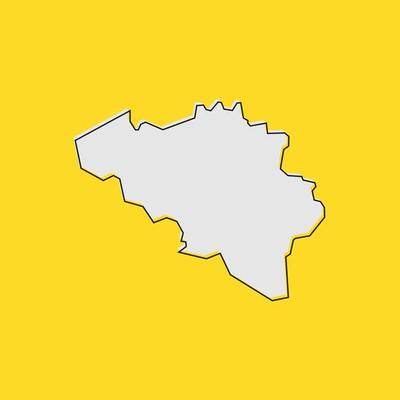 Vector Illustration of the Map of Belgium on yellow Background
