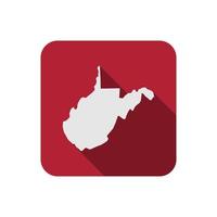 West Virginia state map square with long shadow vector