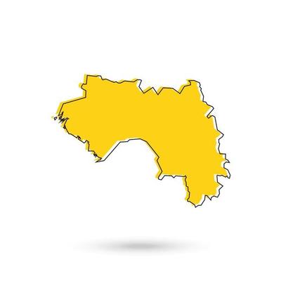 Vector Illustration of the yellow Map of Guinea on White Background