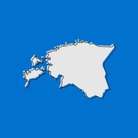 Vector Illustration of the Map of Estonia on Blue Background