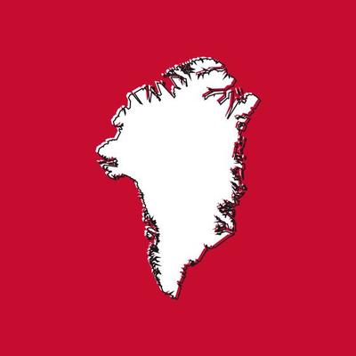 Detailed vector map of Greenland on red background