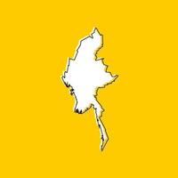 Vector Illustration of the Map of Myanmar on yellow Background