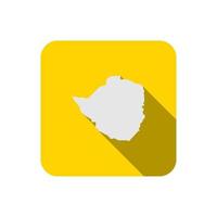 Map of Zimbabwe on yellow square with long shadow vector