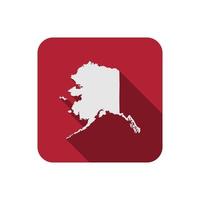 Alaska state on red square red map with long shadow vector