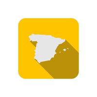 Map of Spain on yellow square with long shadow vector