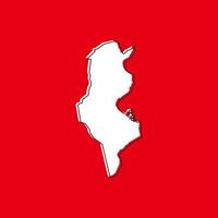 Vector Illustration of the Map of Tunisia on red Background