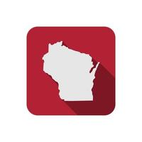 Cuadrado del mapa del estado de Wisconsin con una larga sombra vector