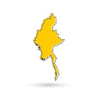 Ilustración vectorial del mapa amarillo de Myanmar sobre fondo blanco. vector