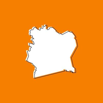 Vector Illustration of the Map of Ivory Coast on orange Background