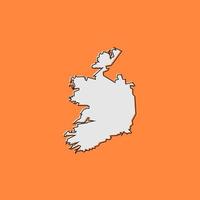 Mapa de Irlanda sobre fondo naranja vector