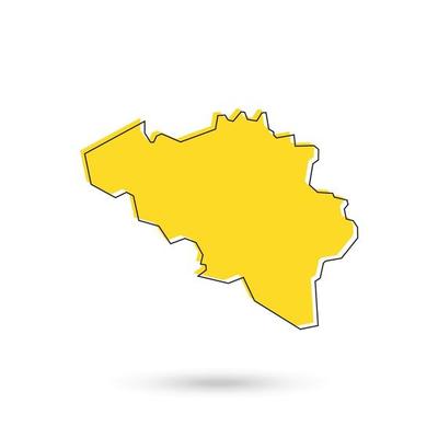 Vector Illustration of the yellow Map of Belgium on White Background