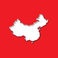 Ilustración vectorial del mapa de China sobre fondo rojo. vector