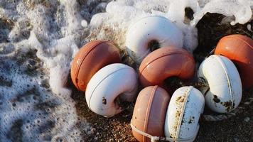 Fishnet and sea waves near the Seaside video