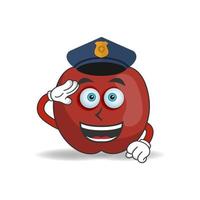 The Apple mascot character becomes a policeman. vector illustration