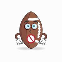 The American Football mascot character with a speechless expression. vector illustration