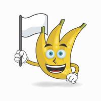 Banana mascot character holding a white flag. vector illustration