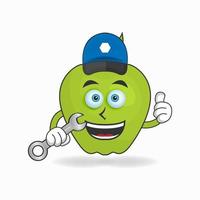 The Apple mascot character becomes a mechanic. vector illustration