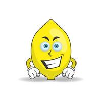 personaje de mascota de limón con expresión de sonrisa. ilustración vectorial vector