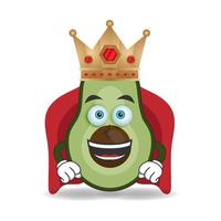 The Avocado mascot character becomes a king. vector illustration