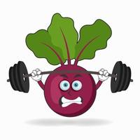 Onion Purple mascot character with fitness equipment. vector illustration