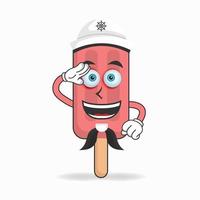 The Red Ice Cream mascot character becomes a sailor. vector illustration