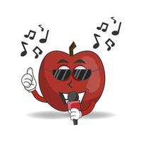 The Apple mascot character is singing. vector illustration