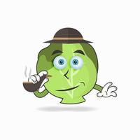 Cabbage mascot character smoking. vector illustration