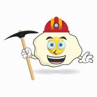 The Egg mascot character becomes a miner. vector illustration