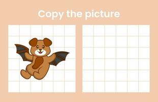 Copy the picture of a cute dog. Educational game for children. Cartoon vector illustration