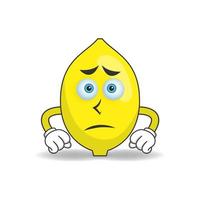 Lemon mascot character with sad expression. vector illustration