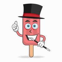 The Red Ice Cream mascot character becomes a magician. vector illustration